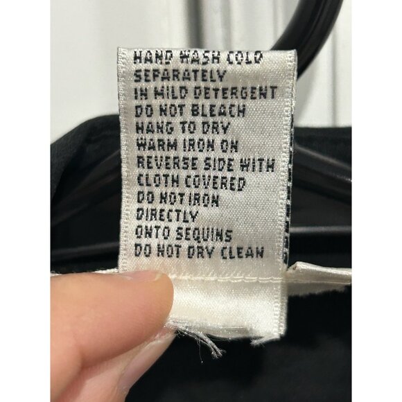 Diane Gilman Womens Black Gold Sequin Lace Silk Button-Up Shirt Sz Medium - Picture 6 of 9